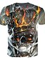 billige Tank Tops-Herre T-shirt Grafisk 3D Dødningehoveder Rund hals Plusstørrelser I-byen-tøj Afslappet / Hverdag Kortærmet Trykt mønster Toppe Klippe Punk &amp; Gotisk Grå