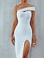 cheap Bodycon Dresses-Women&#039;s Swing Dress Short Mini Dress - Sleeveless Solid Colored Off Shoulder Plus Size Basic White Black Red S M L XL XXL 3XL