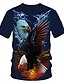 cheap Tank Tops-Men&#039;s T shirt Shirt Graphic 3D Animal Round Neck Daily Wear Club Short Sleeve Print Tops Streetwear Exaggerated Navy Blue