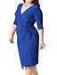 abordables Best Selling Dresses-Robe Longueur Genou Femme Grande Taille Robe Portefeuille Demi Manches Col V Coton Noir Rouge Bleu Vert L XL XXL 3XL 4XL 5XL