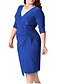 abordables Best Selling Dresses-Robe Longueur Genou Femme Grande Taille Robe Portefeuille Demi Manches Col V Coton Noir Rouge Bleu Vert L XL XXL 3XL 4XL 5XL