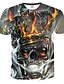 preiswerte Tank Tops-Herren T-Shirt Grafik 3D Totenkopf Motiv Rundhalsausschnitt Übergröße Ausgehen Lässig / Alltäglich Kurzarm Bedruckt Oberteile Rockig Punk &amp; Gothic Grau