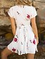 preiswerte Ausgefallene Kleider-Damen Minikleid A Linie Kleid Weiß Rote Kurzarm Druck Blumen V-Ausschnitt Sommer heiß Urlaub 2021 S M L XL