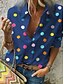 preiswerte Tops &amp; Blouses-Damen Übergrössen Bluse Hemd Punkt Sexy Langarm Druck Hemdkragen Oberteile Freizeit Basic Top Weiß Blau Grau