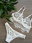 cheap At Home-Women&#039;s Lingerie Set Polyester Lace White Black / Bra &amp; Panty Set / Underwire Bra / Padless / Super Sexy