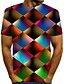 preiswerte T-Shirts-Herren Hemd T Shirt Tee Lustige T-Shirts Graphic Geometrisch Rundhalsausschnitt Regenbogen Gelb Rote Blau Regenbogen 3D-Druck Übergröße Casual Täglich Kurzarm Bedruckt Bekleidung Strassenmode