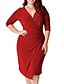 cheap Best Selling Dresses-Women&#039;s Plus Size Wrap Dress Cotton Knee Length Dress - Half Sleeve V Neck Cotton Black Blue Red Green L XL XXL XXXL XXXXL XXXXXL