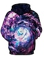 preiswerte Hoodies-Herren Galaxis 3D Hoodie-Jacke Grundlegend Kapuzenpullover Sweatshirts Purpur