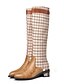 cheap Boots-Women&#039;s Boots Block Heel Boots Riding Boots Cuban Heel Round Toe Knee High Boots British Preppy Daily Party &amp; Evening PU Plaid / Check Winter Black Brown