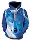 abordables Hoodies-Hombre La chaqueta con capucha 3D Animal Con Capucha Básico Sudaderas con capucha Sudaderas Azul Real