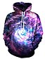 preiswerte Hoodies-Herren Galaxis 3D Hoodie-Jacke Grundlegend Kapuzenpullover Sweatshirts Purpur