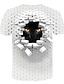 billige Tank Tops-Herre T skjorte Grafisk 3D Dyr Rund hals Klubb Strand Kortermet Trykt mønster Topper Gatemote overdrevet Hvit