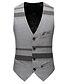billige New To Sale-Blå / Grå Stripet / Fargeblokk Tynn Polyester Menn Dress - Skjortekrage / Store størrelser