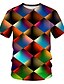 baratos T-Shirts-Homens Camisa Social Camiseta Camisetas Camisetas engraçadas Gráfico Geométrica Decote Redondo Arco-Íris Amarelo Vermelho Azul Arco-íris Impressão 3D Tamanho Grande Casual Diário Manga Curta Imprimir