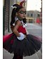 abordables Vestidos de Niña-Niños Bebé Poco Chica Vestido Negro y Rojo Retazos Espalda al Aire Malla Retazos Negro Hasta la Rodilla Sin Mangas Activo Estilo lindo Vestidos