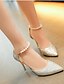 cheap Pumps &amp; Heels-Women&#039;s Heels Daily Solid Colored Summer Pearl Ankle Strap Heel Pointed Toe Classic Walking PU Ankle Strap Silver Black Gold