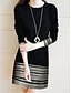cheap Casual Dresses-Women&#039;s Sheath Dress Short Mini Dress - 3/4 Length Sleeve Stripes Geometric Color Block Stripe Spring Fall Casual Cotton Slim Black S M L XL XXL 3XL