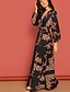 cheap Boho Dresses-Women&#039;s A Line Dress Maxi long Dress Black Navy Blue Long Sleeve Geometric Spring &amp; Summer V Neck Hot Elegant 2021 S M L XL / Chiffon