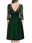 cheap Elegant Dresses-Women&#039;s Skater Knee Length Dress 3/4 Length Sleeve Solid Colored Lace Patchwork Spring &amp; Summer Elegant 2021 Black Green S M L XL XXL