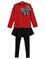 preiswerte Kleidersets für Mädchen-Kinder Mädchen Kleidungsset Langarm Grau Rosa Rote Schachbrett Einfarbig Schleife Grundlegend Chinoiserie Standard