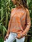 cheap Sweaters &amp; Cardigans-Women&#039;s Blouse Shirt Striped Pattern Long Sleeve Round Neck Tops Cotton Basic Top Blue Orange Rainbow