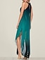 cheap Elegant Dresses-Women&#039;s Maxi long Dress Green Sleeveless Color Block Split Round Neck Hot Elegant M L XL XXL 3XL / Chiffon