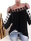 cheap T-Shirts-Women&#039;s Blouse Solid Colored Lace Half Sleeve Loose Tops Chiffon Strapless White Black Blue