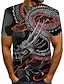 cheap Tank Tops-Men&#039;s T shirt Tribal 3D Animal Round Neck Casual Daily Short Sleeve Print Tops Streetwear Exaggerated Black / Summer