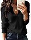 baratos Sweaters &amp; Cardigans-Mulheres Blusa Camisa Social Tecido Cor Sólida Decote V Tricôt Básico Casual Blusas Preto Cinzento