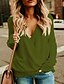baratos Sweaters &amp; Cardigans-Mulheres Sólido Pulôver Manga Longa Casacos de malha Decote V Preto Vermelho Verde