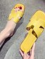 abordables Women&#039;s Slippers &amp; Flip-Flops-Mujer Zapatillas y flip-flops Hogar Playa Verano Tacón Plano PU Sintéticos Amarillo Claro Negro Blanco