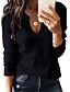 abordables Sweaters &amp; Cardigans-Chemisier Chemise Femme Manches Longues Plein Couleur Pleine Col en V Tricot basique Décontractée Noir Gris Hauts Standard