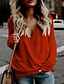abordables Sweaters &amp; Cardigans-Femme Couleur Pleine Pullover Manches Longues Pull Cardigans Col en V Noir Rouge Vert