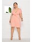 cheap Plus Size Dresses-Women&#039;s Plus Size Blushing Pink Red Dress Elegant Sheath Solid Colored V Neck M L Loose
