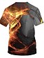 cheap Tank Tops-Men&#039;s T shirt Shirt Graphic Flame Round Neck Casual Daily Short Sleeve Print Tops Streetwear Exaggerated Gray / Summer