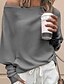 abordables Sweaters &amp; Cardigans-Pullover Femme Couleur Pleine Polyester Ample Pull Cardigans Epaules Dénudées Gris Kaki Blanche / Manches Longues