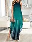 cheap Elegant Dresses-Women&#039;s Maxi long Dress Green Sleeveless Color Block Split Round Neck Hot Elegant M L XL XXL 3XL / Chiffon