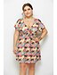 cheap Plus Size Dresses-Women&#039;s Plus Size Rainbow Dress Elegant Skater Rainbow Solid Colored V Neck M L Loose