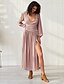 cheap Boho Dresses-Women&#039;s Basic Maxi Sheath Swing Dress - Solid Colored Dusty Rose, Ruched Split Deep V Cotton Orange Blushing Pink L XL XXL