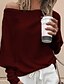 billige Sweaters &amp; Cardigans-Dame bluse Ensfarvet Langærmet Løstsiddende Sweater Cardigans Skulderfri Grå Kakifarvet Hvid