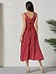 cheap Boho Dresses-Women&#039;s Swing Dress Knee Length Dress Red Sleeveless Striped Bow Summer Boat Neck Casual 2021 S M L XL XXL