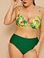 billige Plus Størrelser Badetøj-Dame Basale Regnbue Bøjle Høj Talje Bikini Badetøj badedragt - Blomstret Åben ryg Trykt mønster L XL XXL Regnbue