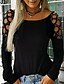 cheap T-Shirts-Women&#039;s Shirt Burgundy Tee Blouse Black Wine Blue Cut Out Long Sleeve Sexy Casual Round Neck Regular Fit Fall &amp; Winter