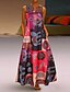 cheap Maxi Dresses-Women&#039;s Maxi long Dress Shift Dress Orange Red Sleeveless Print Geometric Abstract V Neck Spring Summer Hot Casual 2021 S M L XL XXL 3XL 4XL 5XL