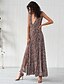 cheap Boho Dresses-Women&#039;s Basic Sheath Swing Dress - Floral Split Lace up Print Light Brown L XL XXL