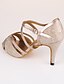 abordables Pumps &amp; Heels-Femme Chaussures Latines Salon Chaussures de Salsa Danse en ligne Talon Mince haut talon Beige Sangle croisée Chaussures scintillantes / Entraînement / Utilisation