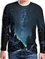 cheap Tank Tops-Men&#039;s T shirt Galaxy Graphic 3D Round Neck Plus Size Daily Long Sleeve Print Tops Streetwear Exaggerated Blue / Fall / Spring