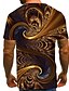 cheap T-Shirts-Swirls Fractal Mens 3D Shirt Casual | Brown Summer Cotton | Men&#039;S Tee Graphic Abstract Round Neck Street Club Short Sleeve Print Clothing Apparel Streetwear