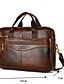 cheap Men&#039;s Bags-Men&#039;s Bags Nappa Leather Cowhide Briefcase Top Handle Bag Zipper Solid Color Daily Handbags Dark Brown