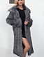 cheap Furs &amp; Leathers-Women&#039;s Faux Fur Coat Winter Daily Long Coat V Neck Oversized Basic Jacket Long Sleeve Patchwork Solid Colored Gray Silver White